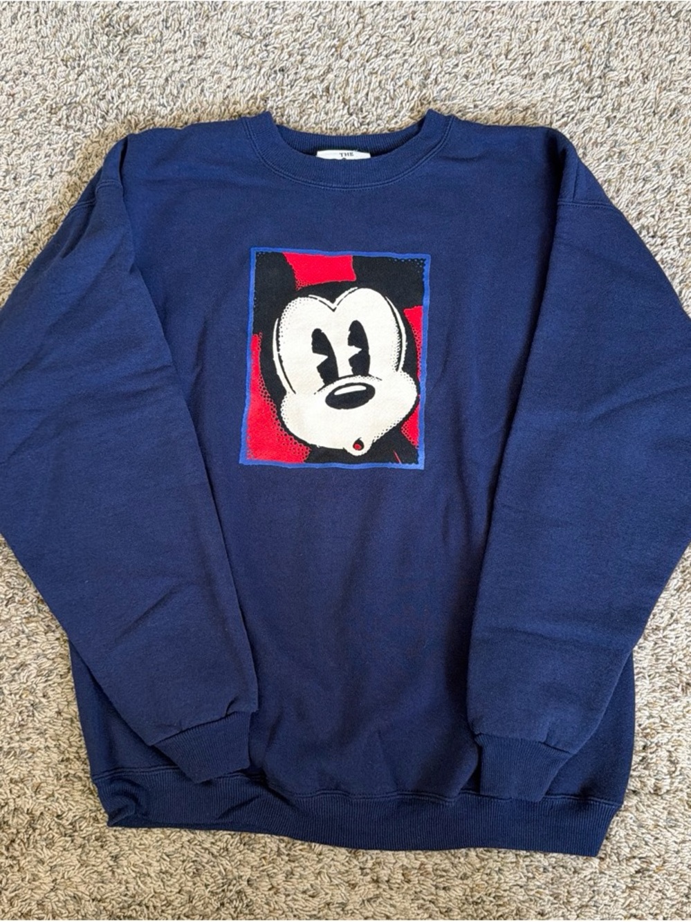 Vintage Disney Store Tag Mickey Mouse Navy Blue Crew Neck.